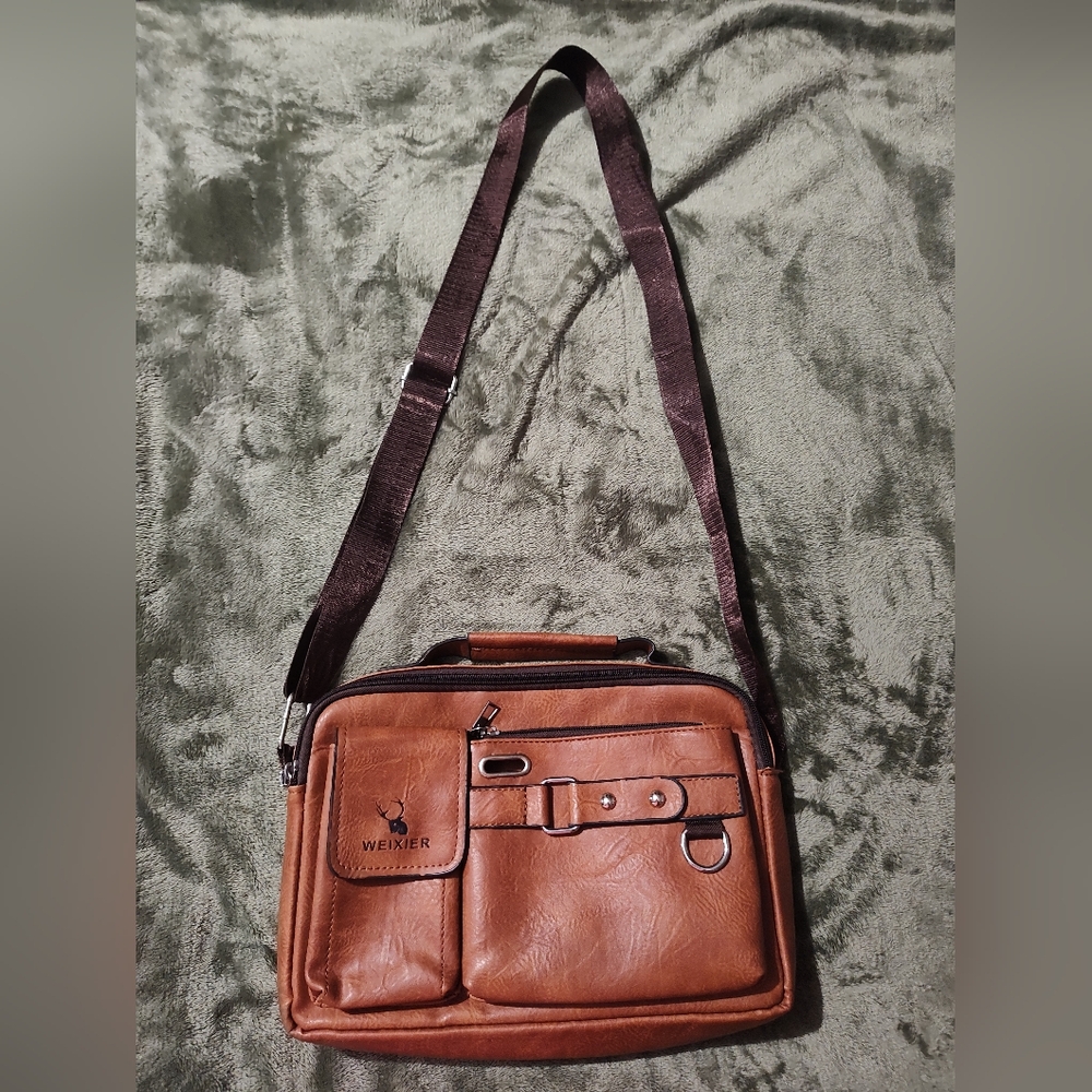 Brown Leather Mens Messenger Shoulder Bag/Business Satchel/Tavel 💰